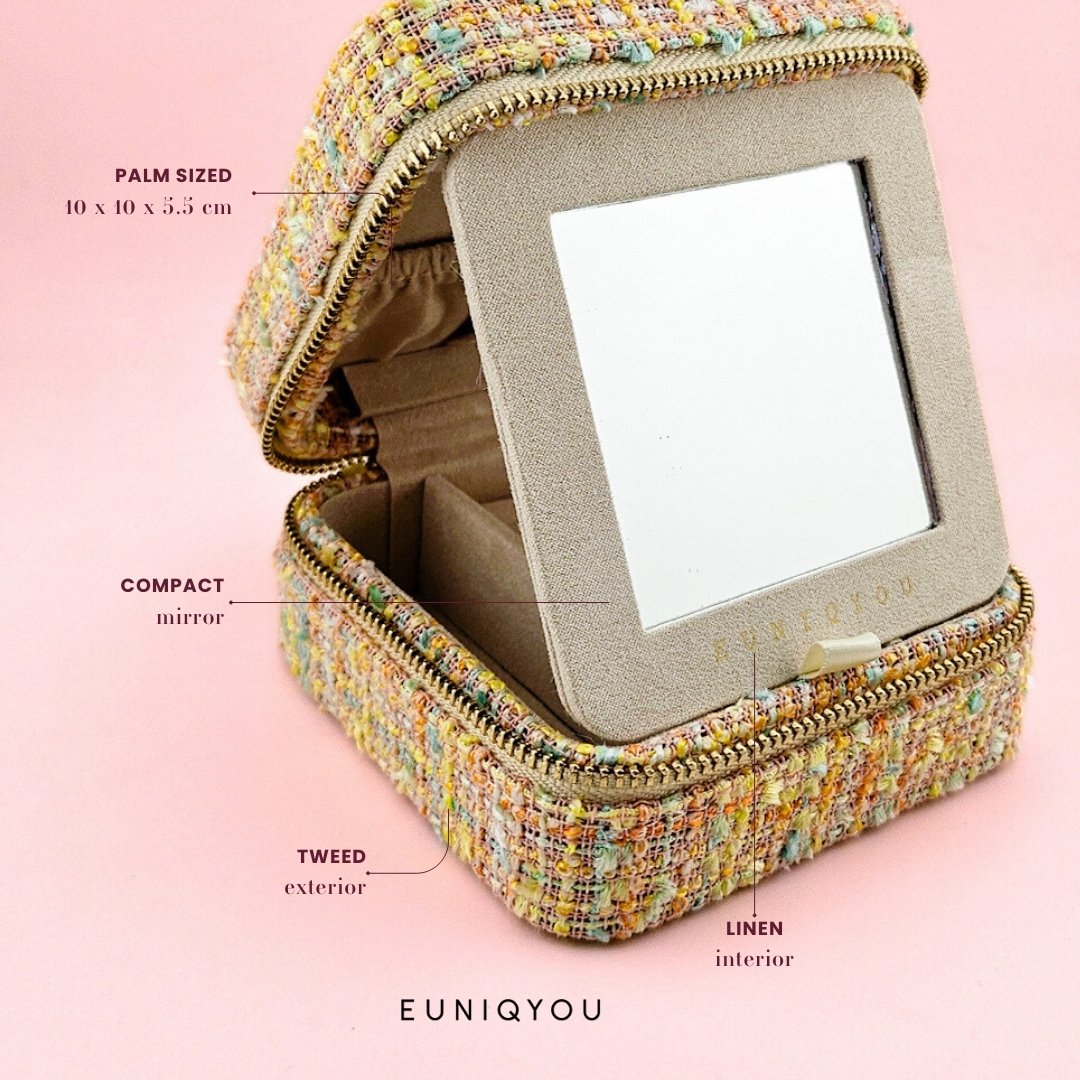 Med. Tweed Jewellery Case w/ mirror