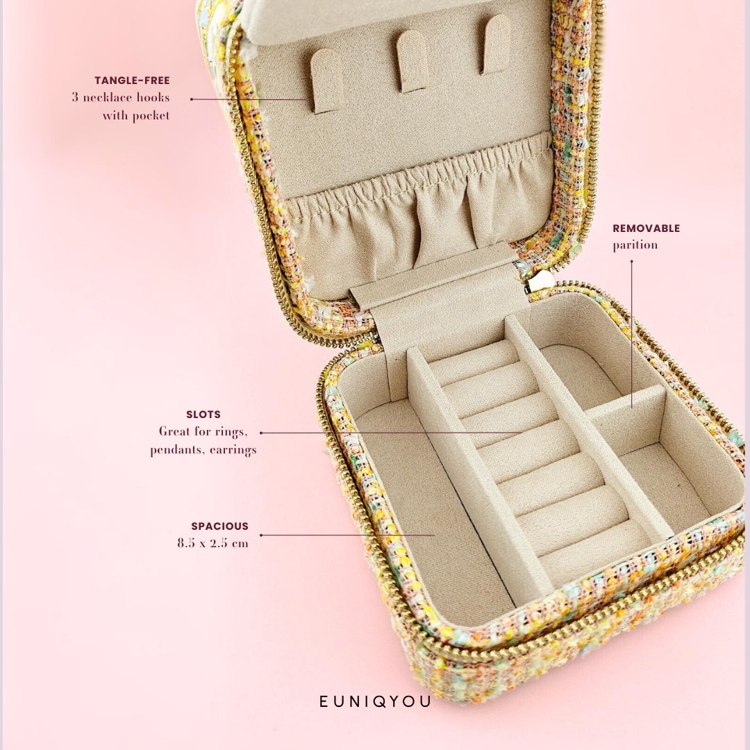 Med. Tweed Jewellery Case w/ mirror