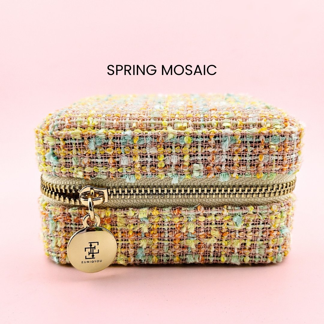 Med. Tweed Jewellery Case w/ mirror