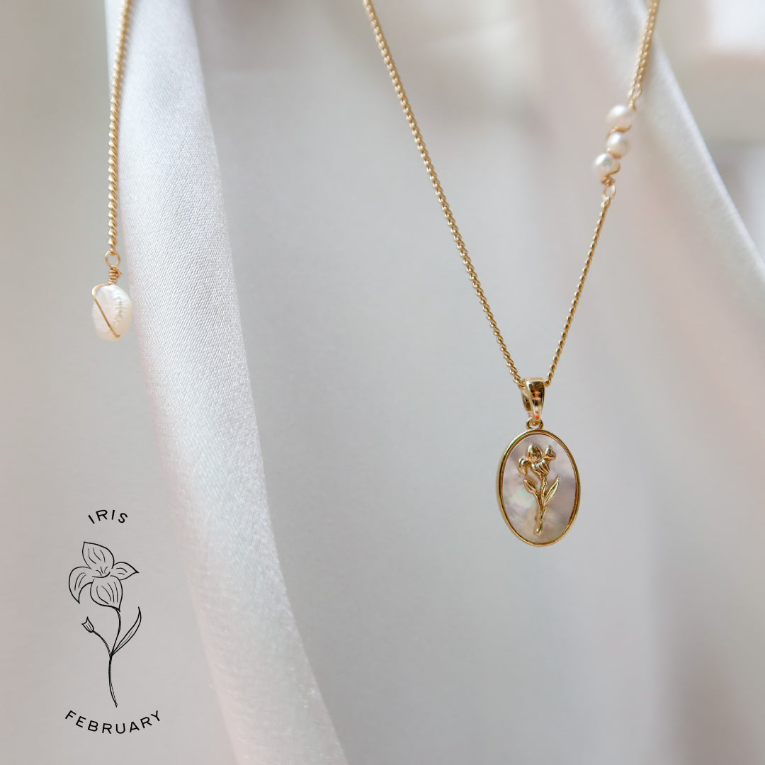 Mother-of-Pearl Birth Flower Pendant