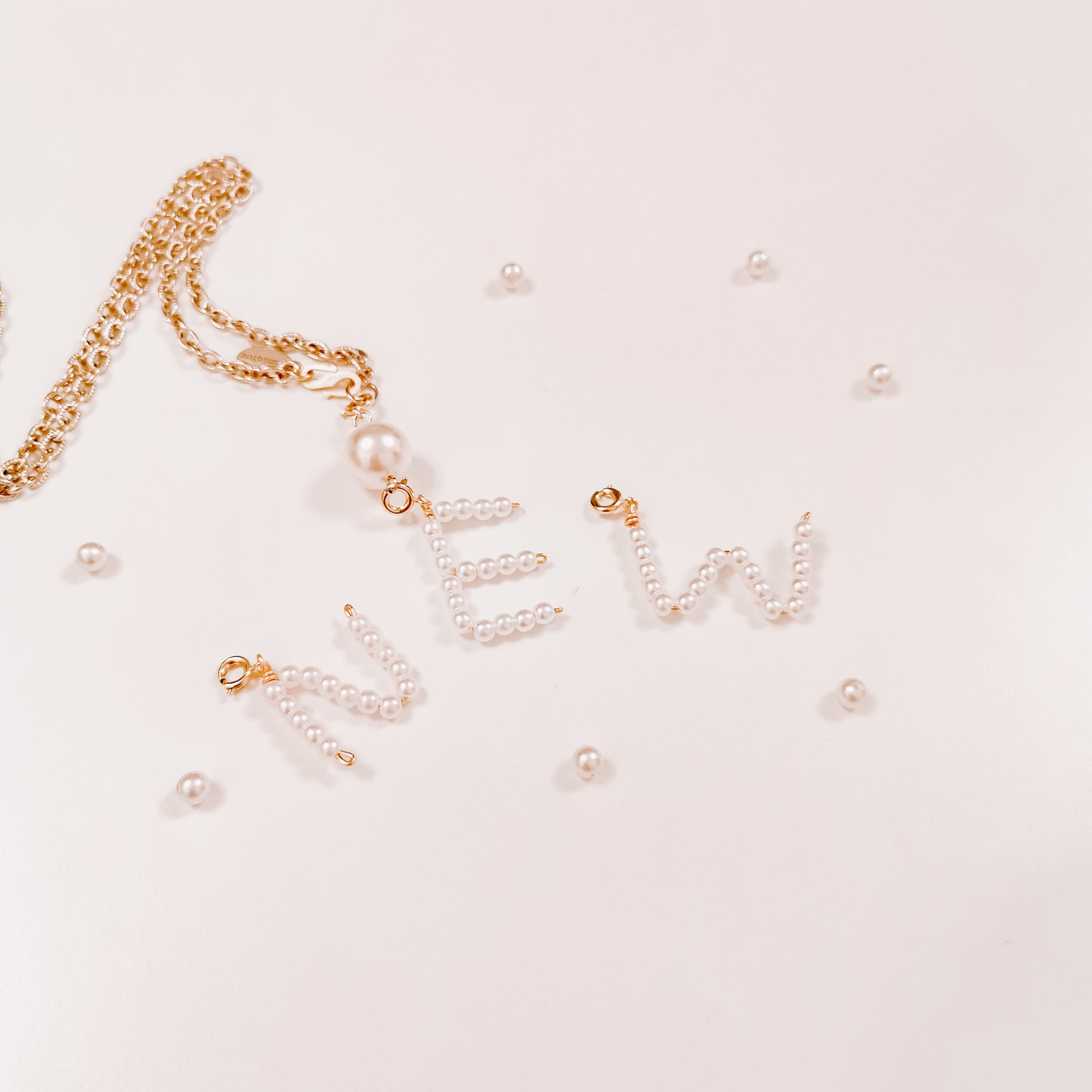 Faux Pearl Initial Pendant