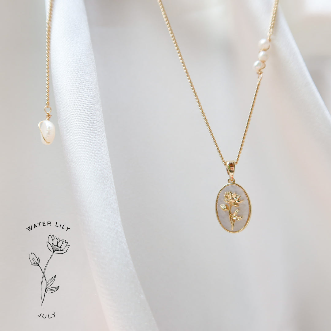 Mother-of-Pearl Birth Flower Pendant