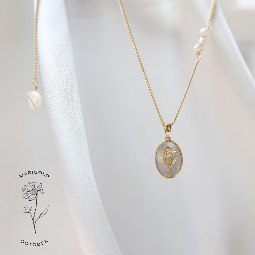 Mother-of-Pearl Birth Flower Pendant