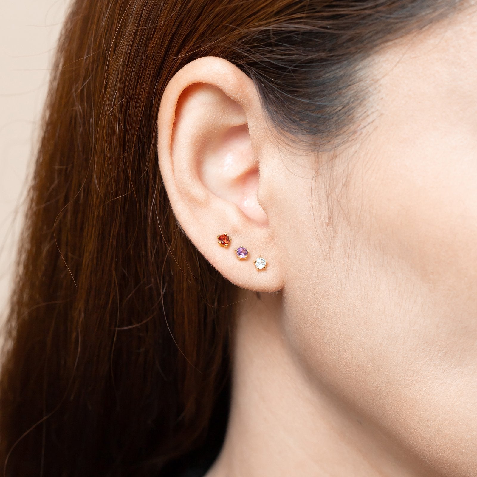 January Birthstone Ear Studs