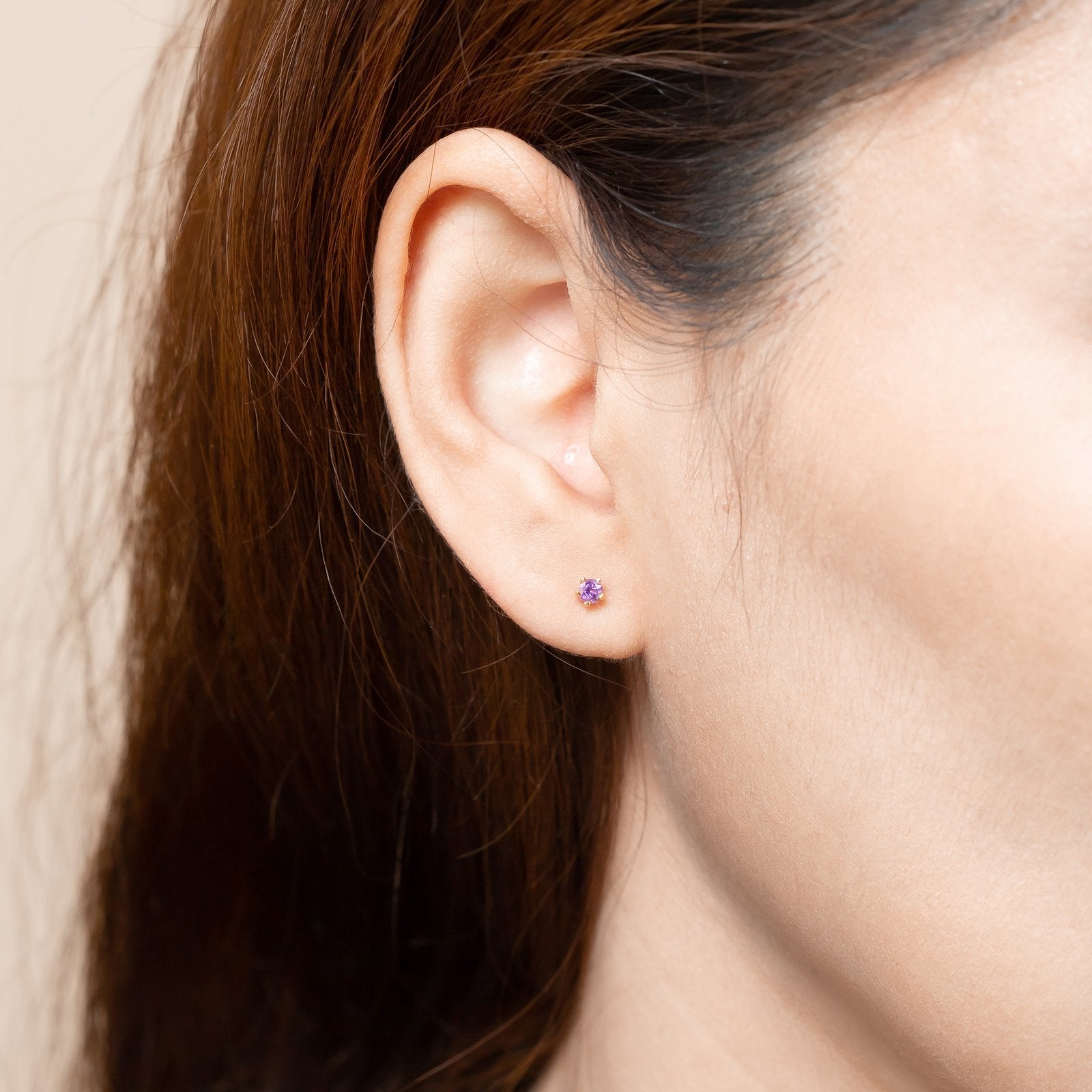 February Birthstone Ear Studs