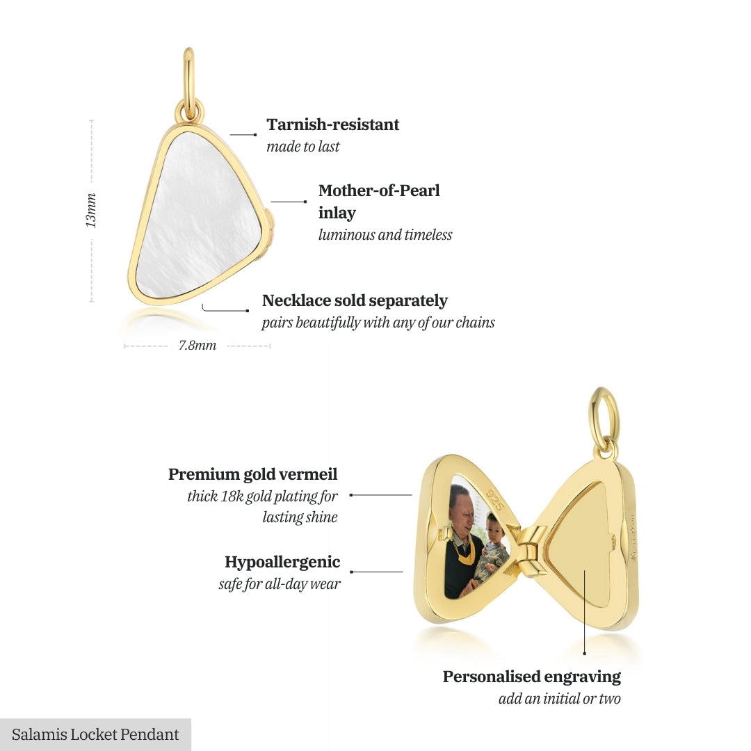 Salamis Wing Locket - Initial (opt)