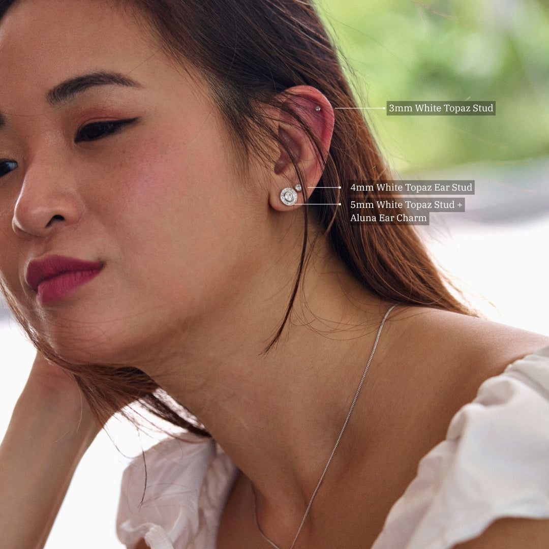 White Topaz Ear Studs