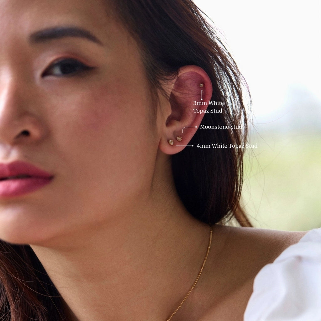 White Topaz Ear Studs