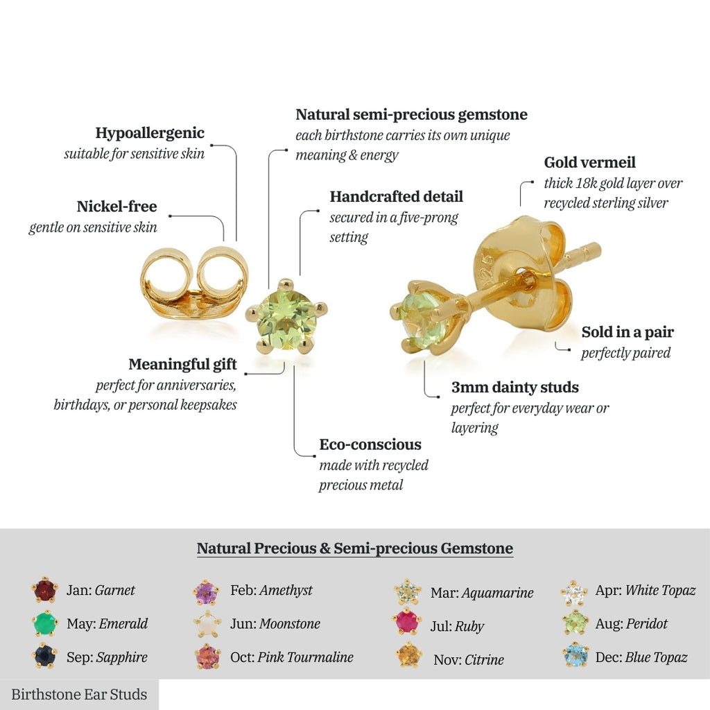 June Birthstone Ear Studs