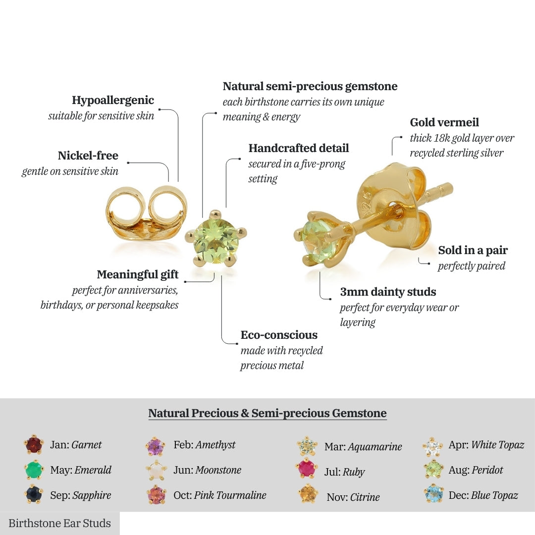 June Birthstone Ear Studs