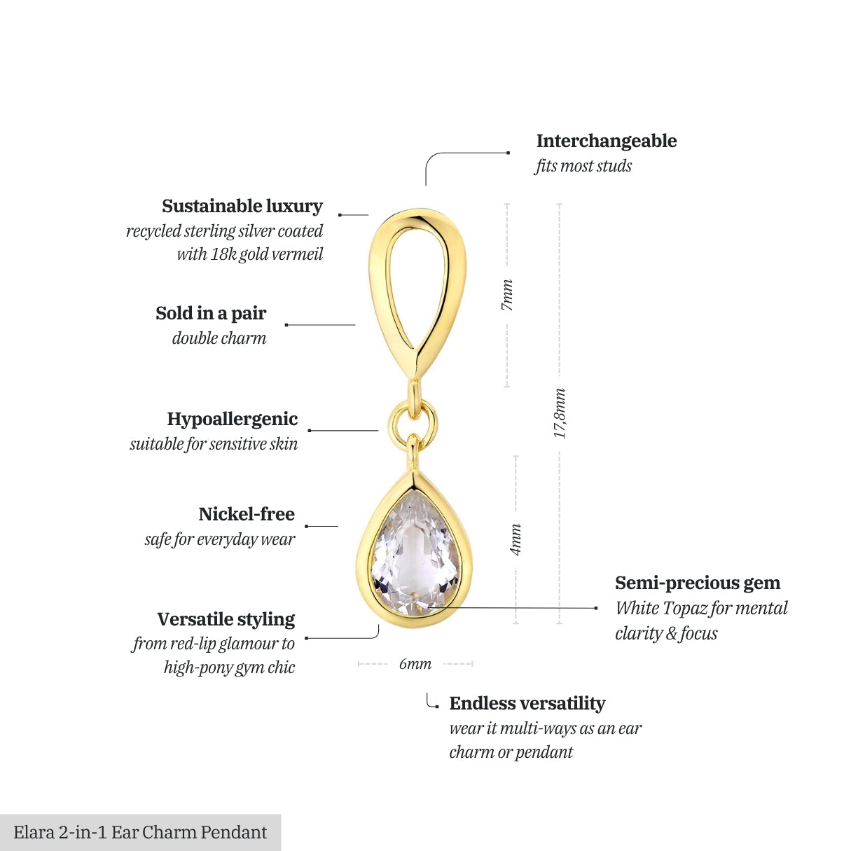 Elara 2-in-1 Ear Charm Pendant