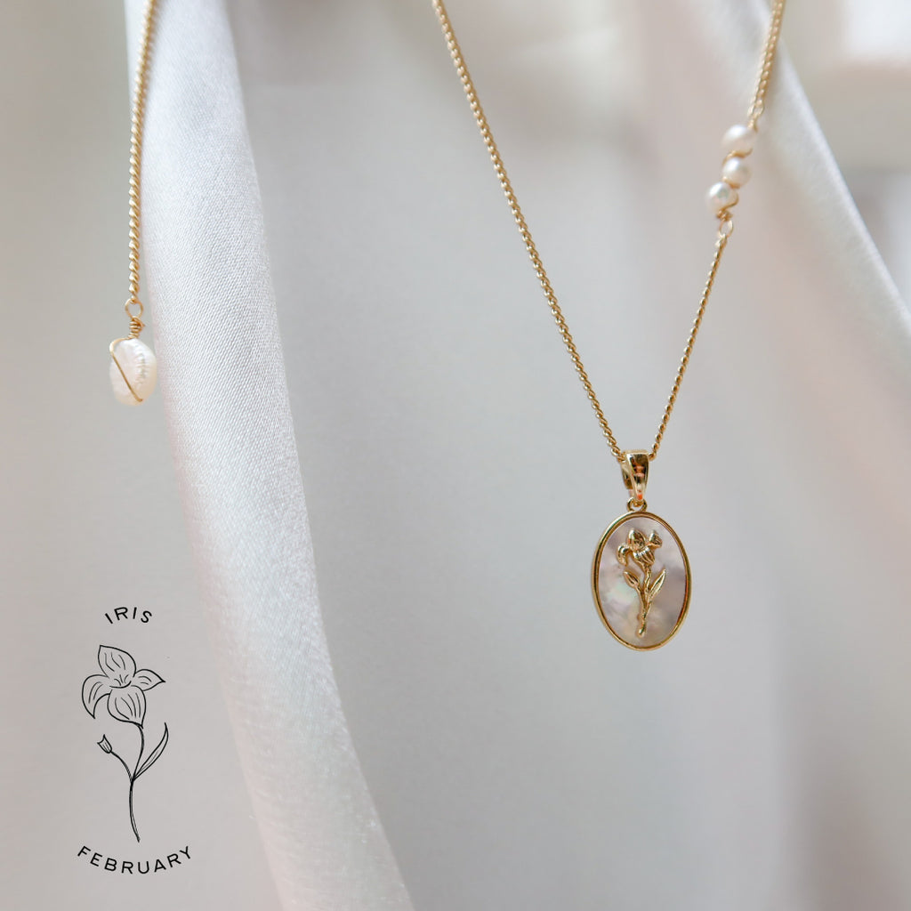 Mother-of-Pearl Birth Flower Pendant