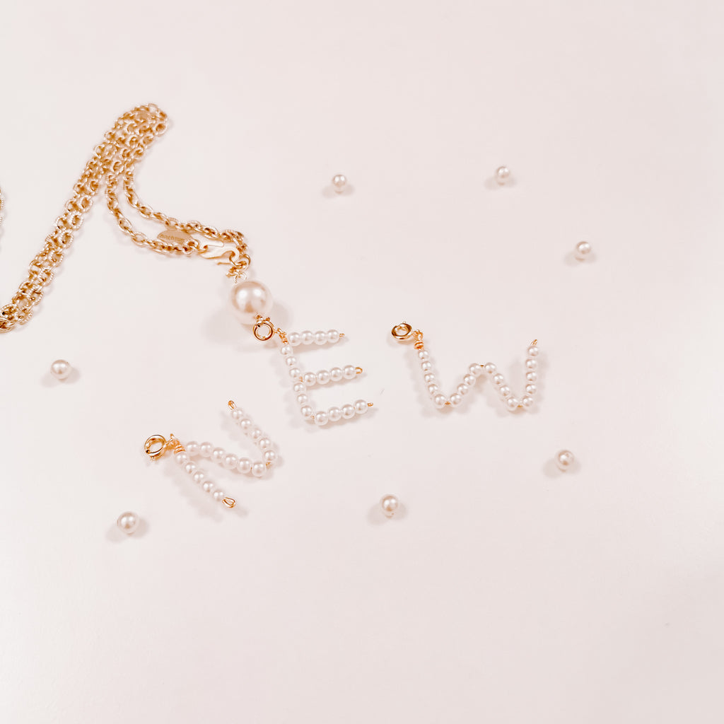 Faux Pearl Initial Pendant