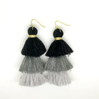 Monochrome Tri Tassel Earrings