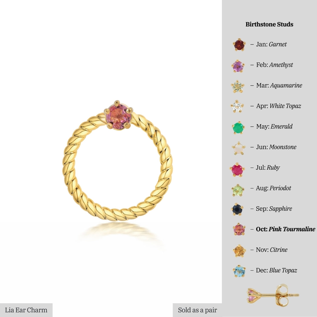 Oct - Pink Tourmaline Studs