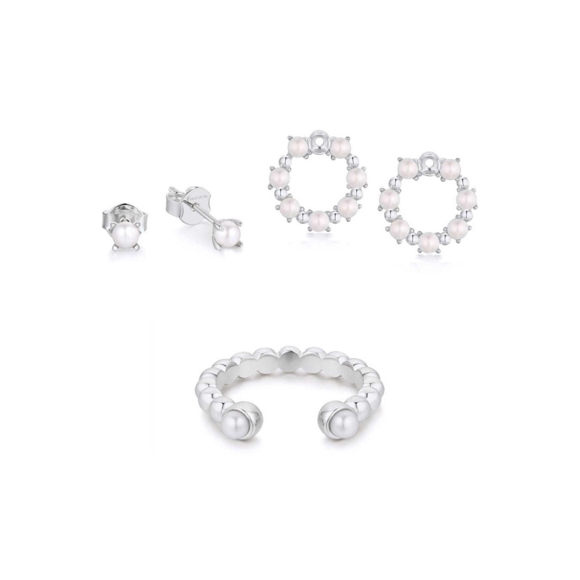 Lumina Pearl Ring & Gia Earrings Set