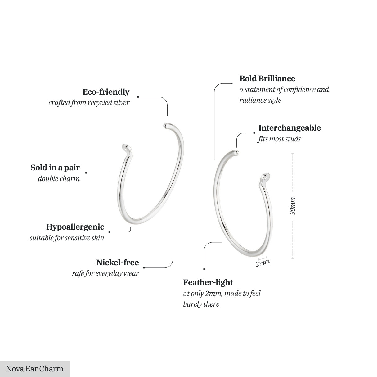 Nova Ear Hoop Charms