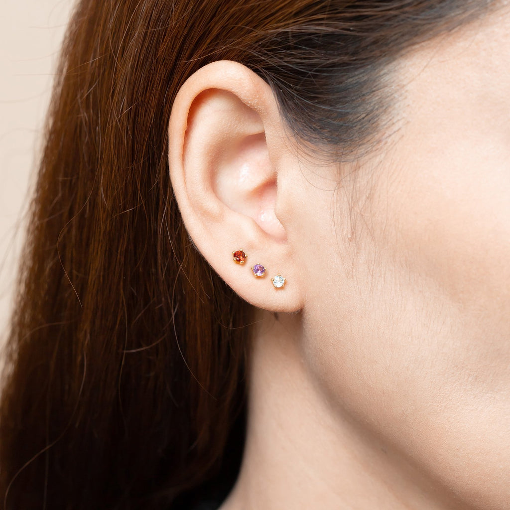 February Birthstone Ear Studs