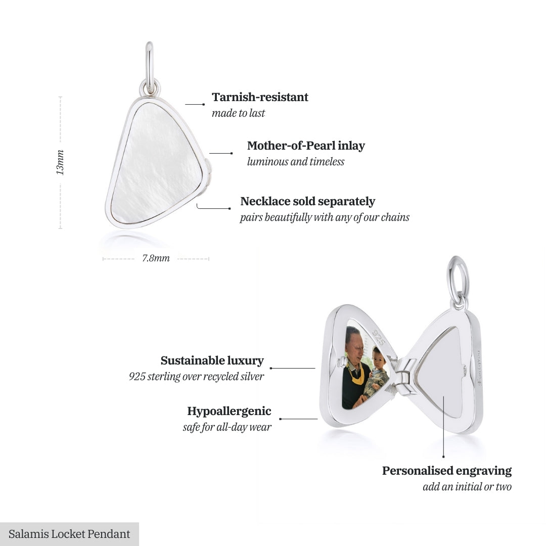Salamis Wing Locket - Initial (opt)