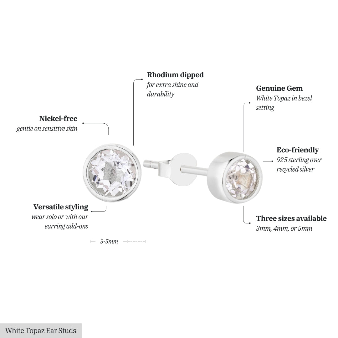 White Topaz Ear Studs