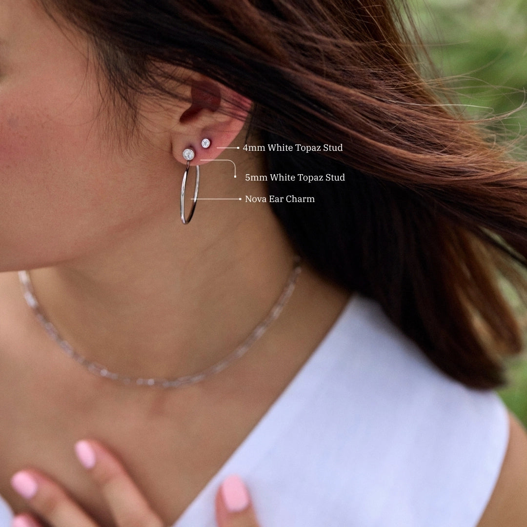 White Topaz Ear Studs