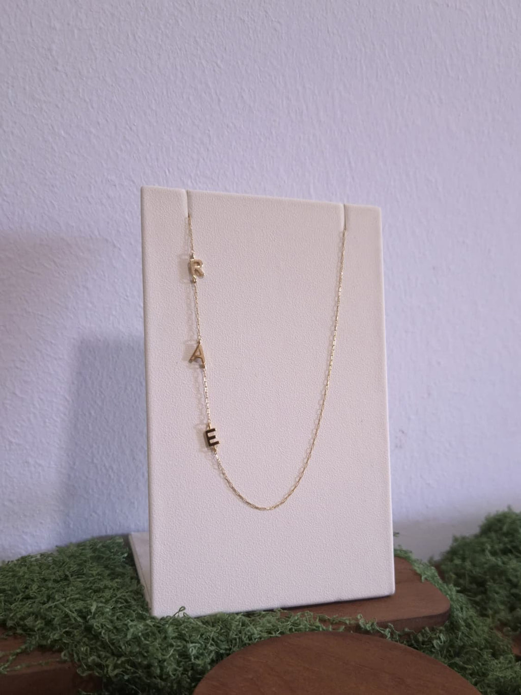 Sideways Initial Necklace - R-A-E